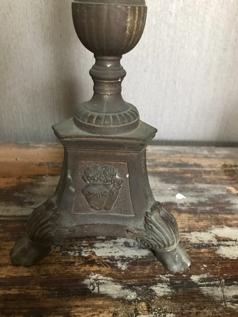 フランス　アンティーク　ブロンズ　キャンドルスタンド　燭台　ペア