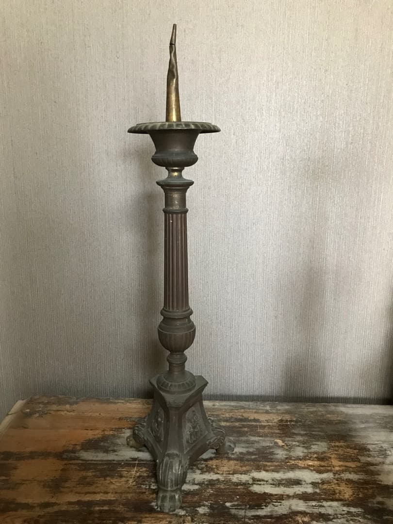 フランス　アンティーク　ブロンズ　キャンドルスタンド　燭台　ペア