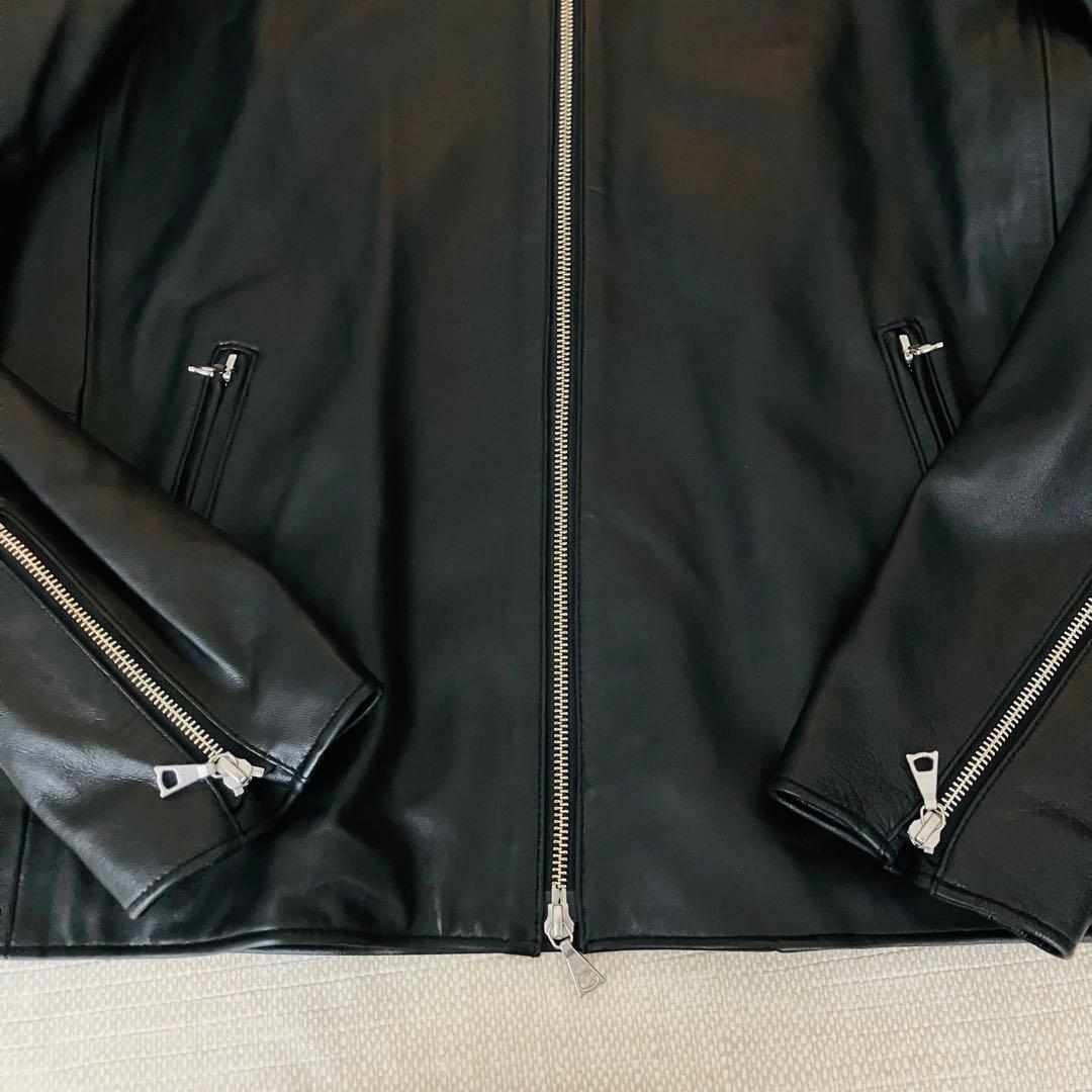 【美品】ビームスハート ライダースジャケット シングル ラムレザー 黒 XL