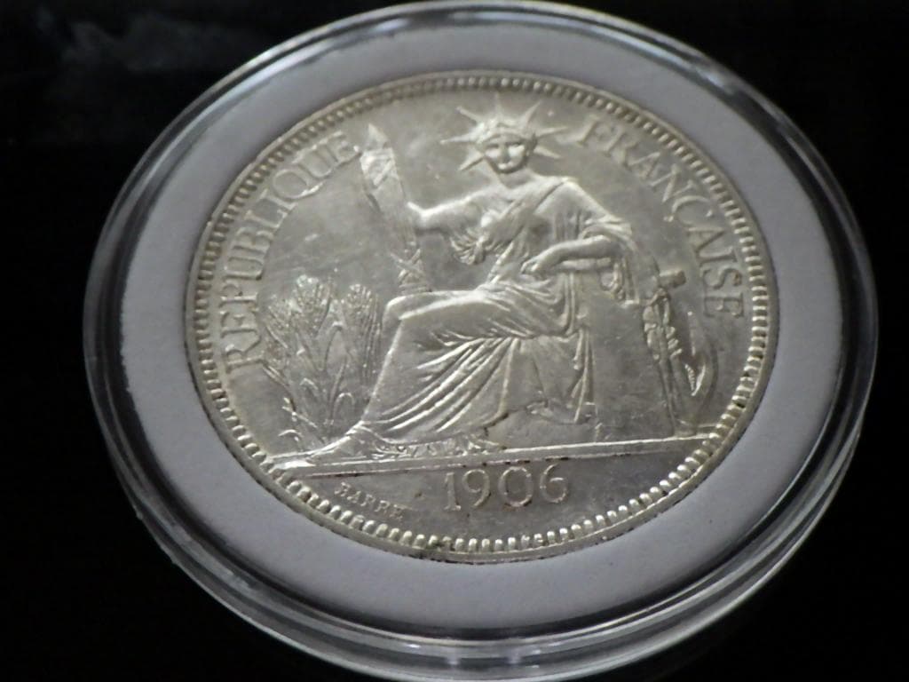 フランス領インドシナ ピアストル銀貨【銀貨保証】アンティークM240803120