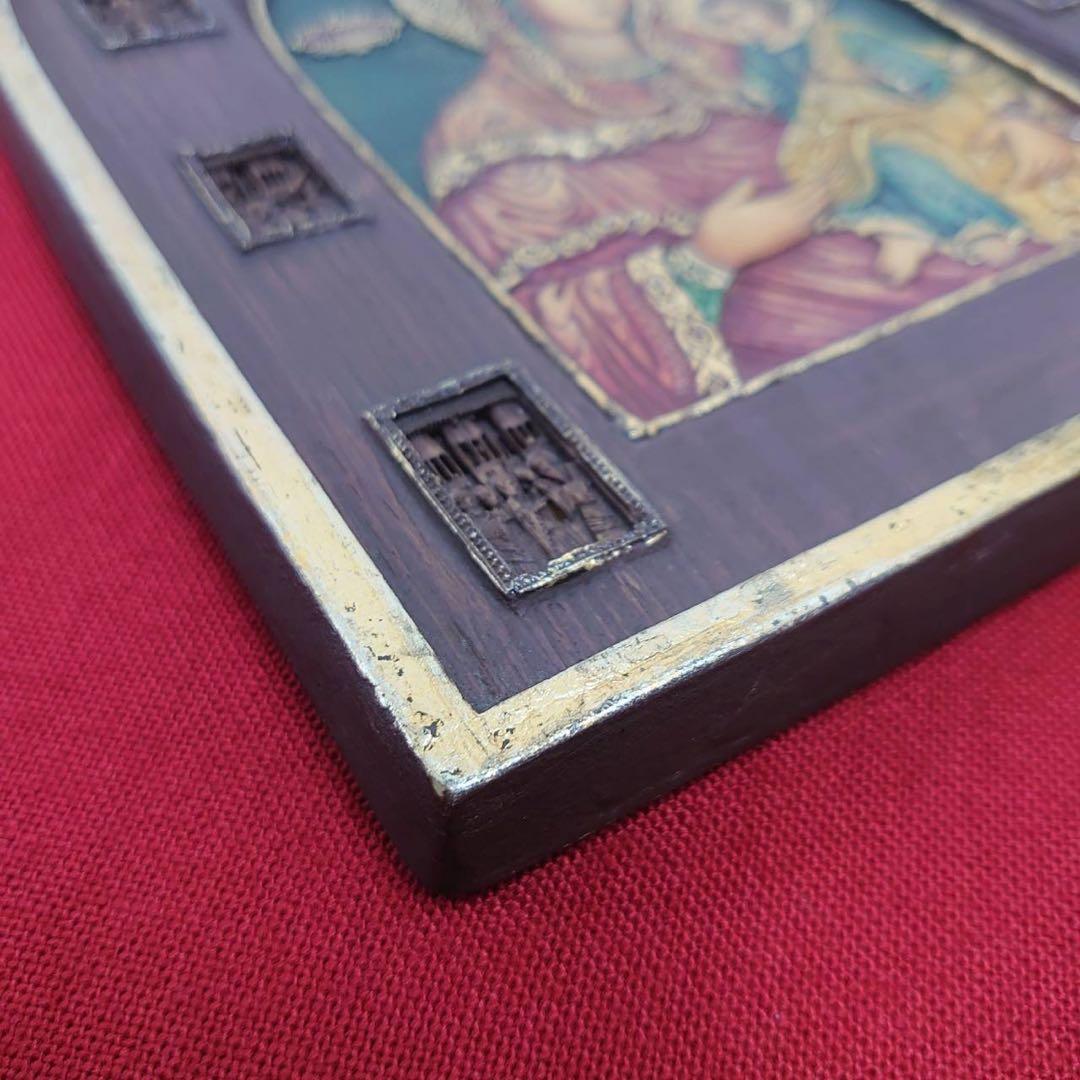 聖母子像 イコン ロシア正教 ブルガリア正教 木彫り ヴィンテージ