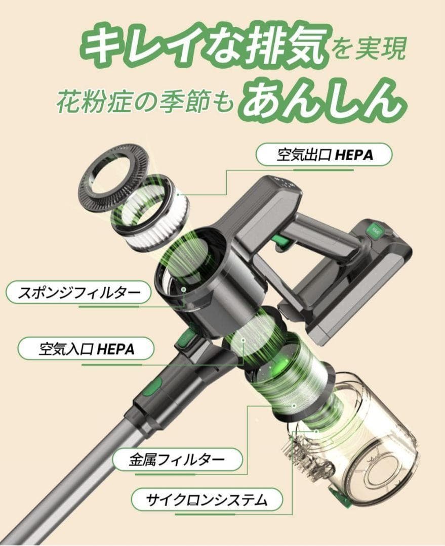 コードレス掃除機 　強力　タッチパネル　サイクロン　パワフル　LED　ハンディ