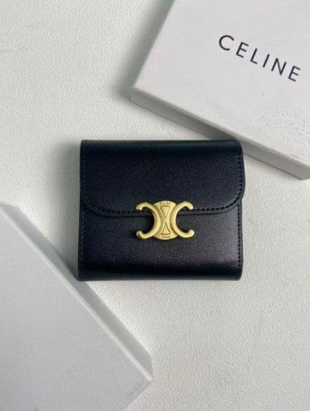 CELINE セリーヌ トリオンフ スモールウォレット 三つ折り財布 ブラック