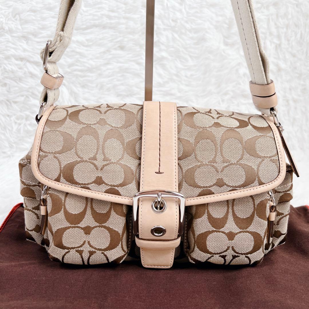 極美品✨COACH ソーホー シグネチャー ショルダーバッグ ベージュ y2k