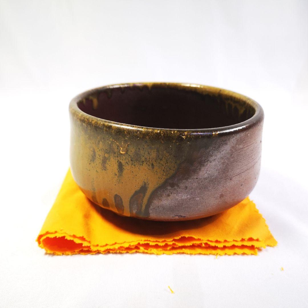 備前焼 岡本徹正 茶碗 てつ銘 銘印在 2個セット /共箱 栞 黄布 茶道具