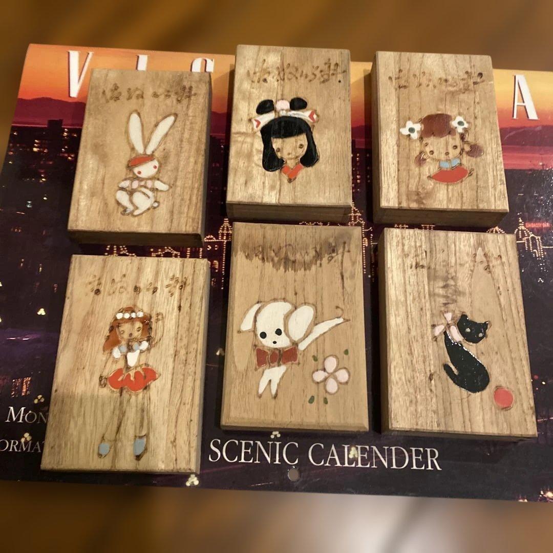 旧い昭和の組み立て木箱入り　みすや縫い針 6箱　和紙に折り鶴　兎　犬　猫　女の子