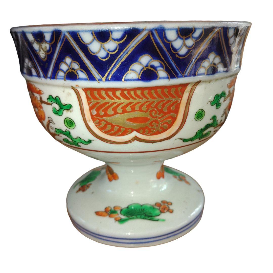 明治期　伊万里焼　草花文色絵盃洗　骨董品　アンティーク