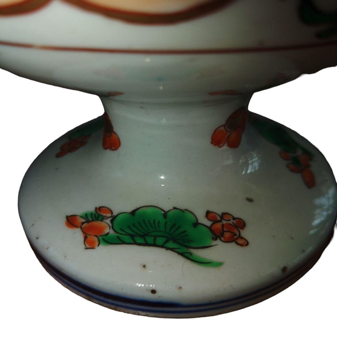 明治期　伊万里焼　草花文色絵盃洗　骨董品　アンティーク