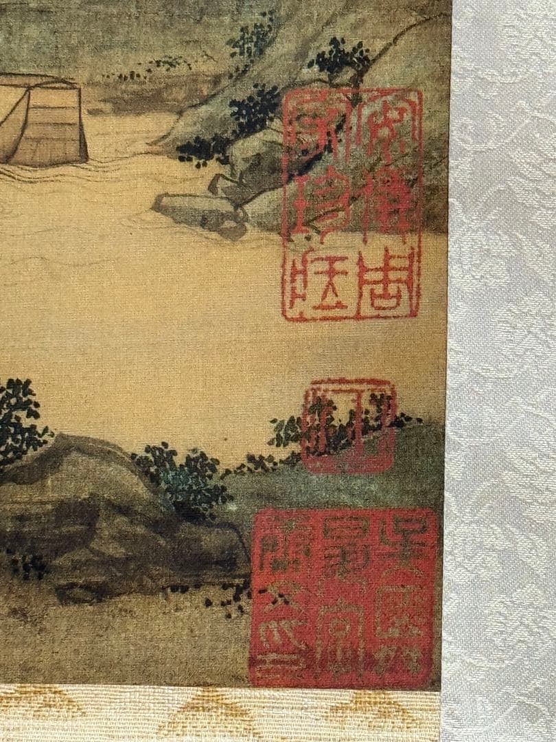 中国　明時代　仇英　蓮渓魚隠圖　絹本　原色複製　◇検故宮博物館◇ 一鼎軒0926