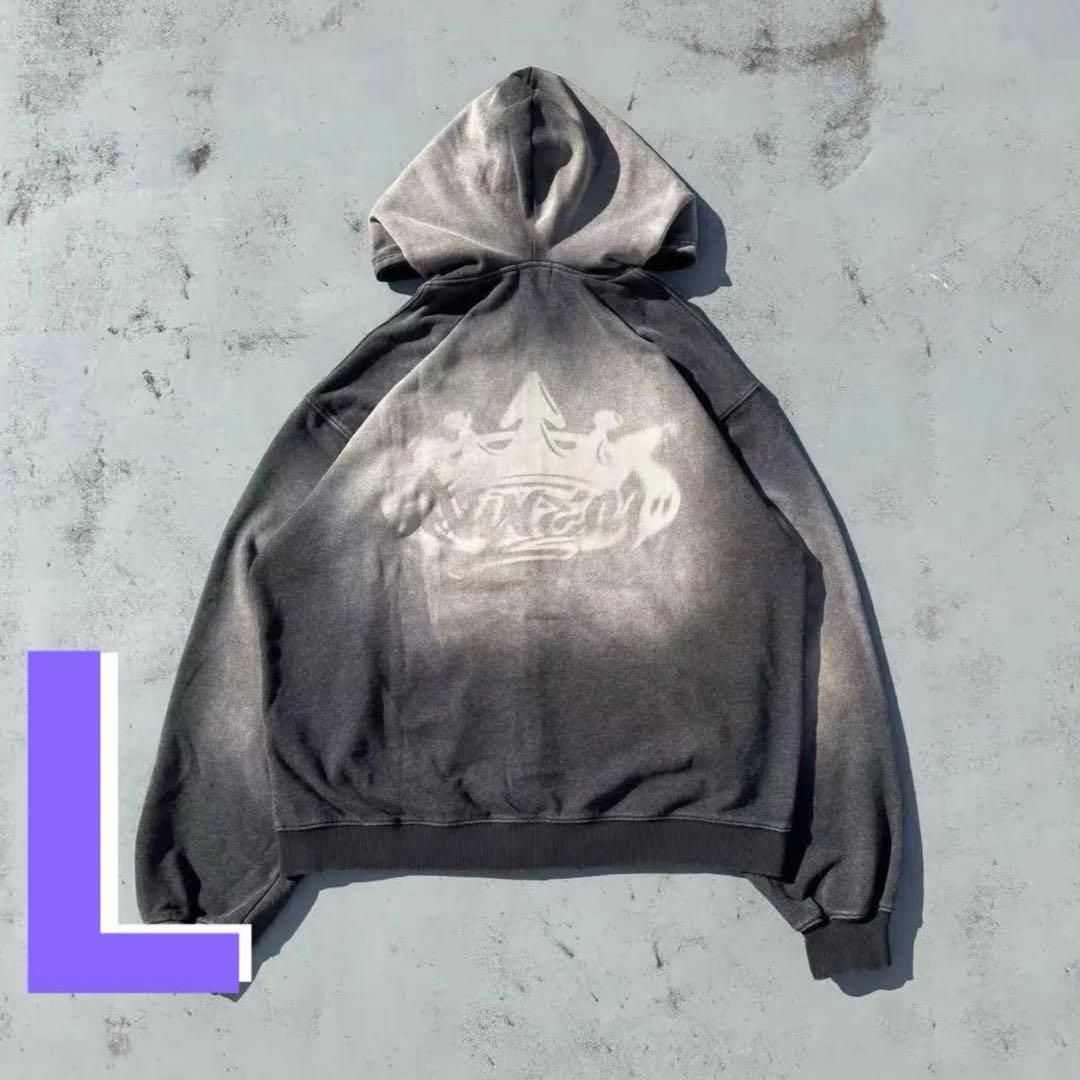 トップス 9090 motion king logo pigment zip hoodie