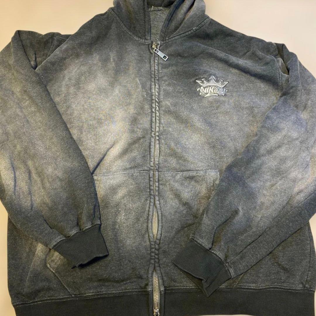 トップス 9090 motion king logo pigment zip hoodie