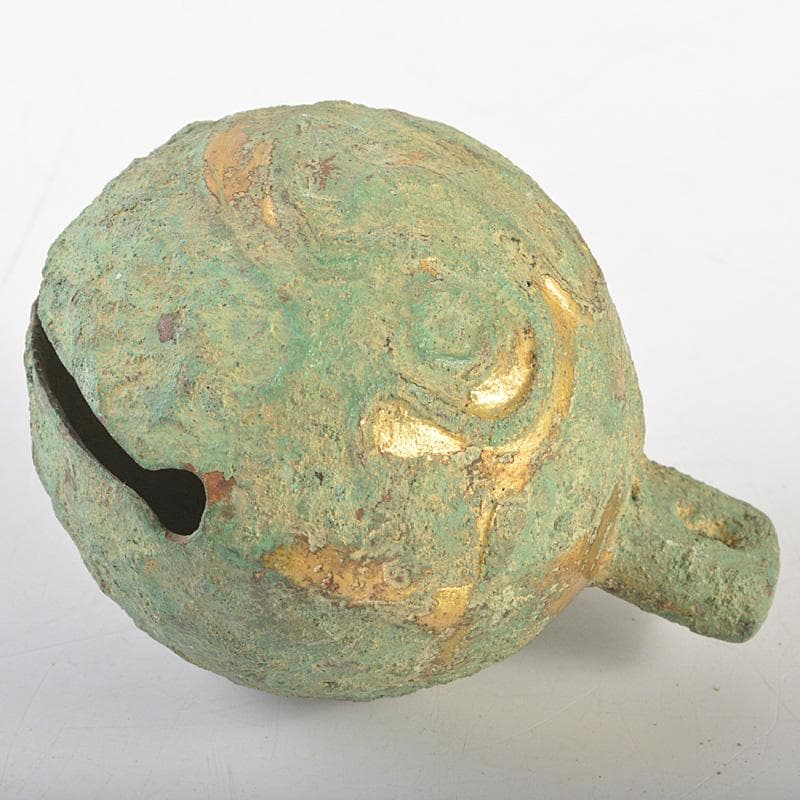 仏教美術　新羅　古銅青銅　鍍金　鈴　合わせ箱　C　R7426