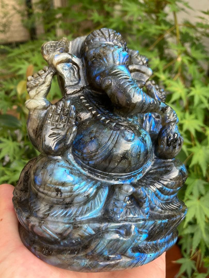 開運　仕事運　ラブラドライト　ガネーシャ様　置物　1,694g マダガスカル産