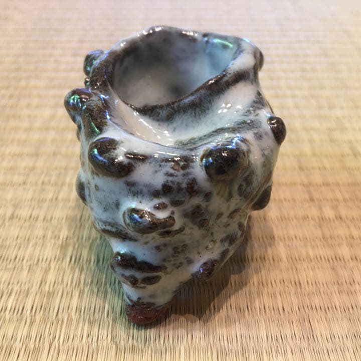 【美品】茶道具・蓋置・萩焼サザエ｜守繁徹造・共箱・共布・略歴付き