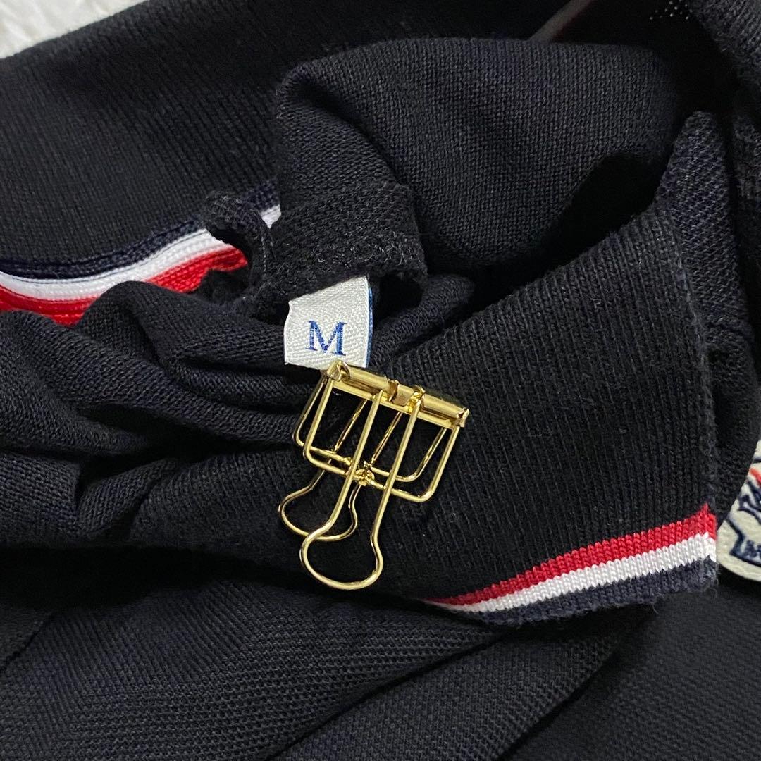 【美品】MONCLER・モンクレール・ポロシャツ・黒・赤・白・M・替えボタン