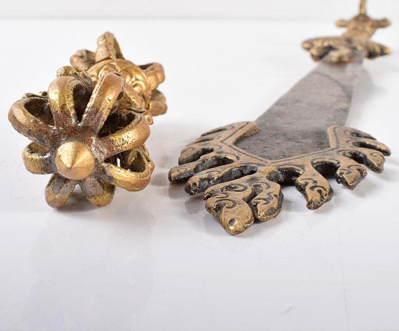 チベット密教法具　銅鍍金　文殊菩薩　利剣　ガドゥガ　八鈷杵　金剛杵　V4138B