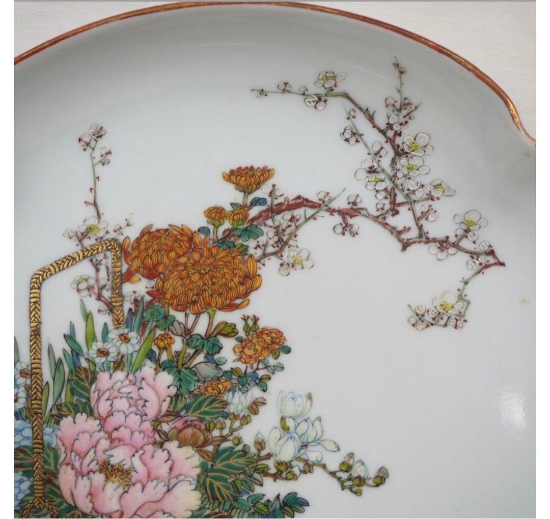 送料無料　博物館級　九谷の名工　初代石野竜山（兵太郎）花鳥図皿