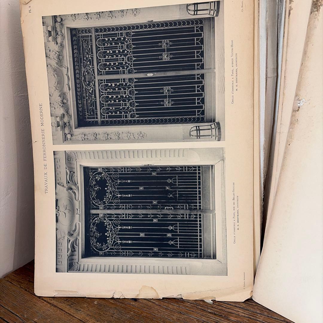 フランスアンティーク　鉄　扉　デザイン　建築　設計　カタログ　古書　希少