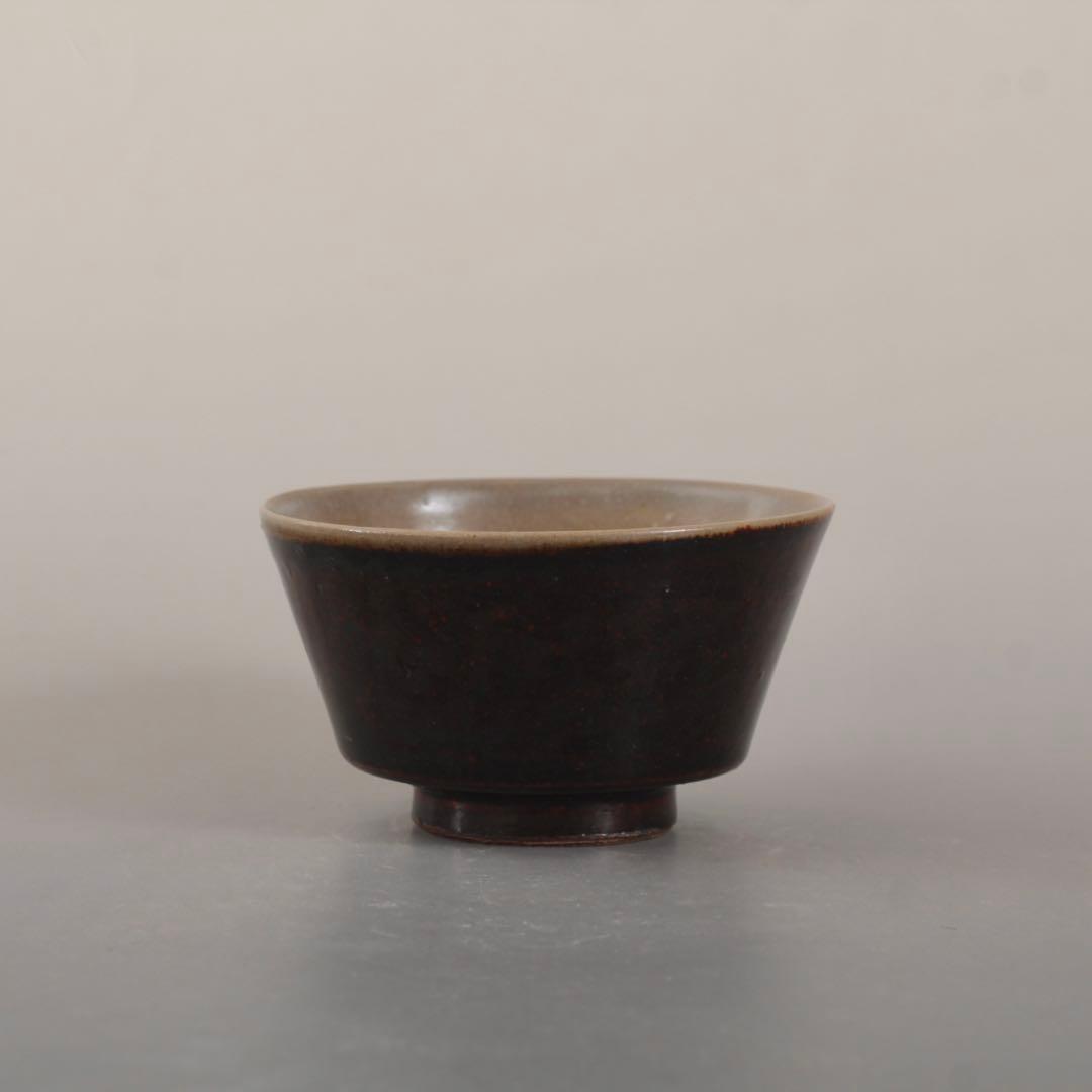 萬古焼？ 外側鉄釉 盃 酒器 ぐい呑み 古道具 アンティーク