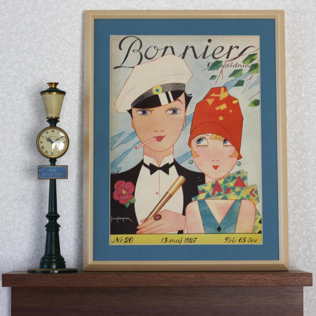 アンティークポスター 100年前 北欧スウェーデン アートイラスト ヴィンテージ