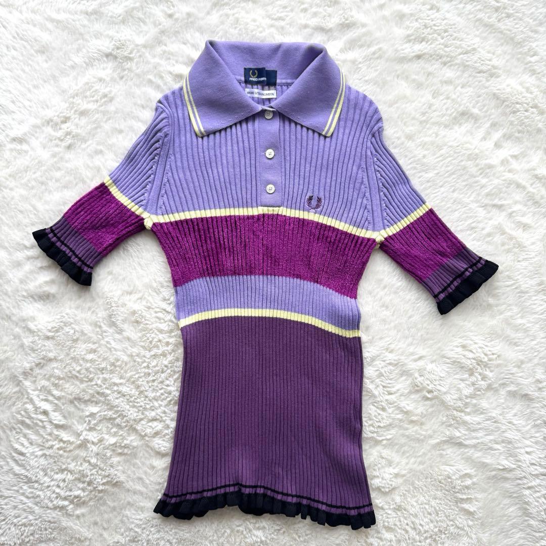 ⭐️フレッドペリー【F】アカネウツノミヤ パープル リブ ポロシャツ 半袖 美品