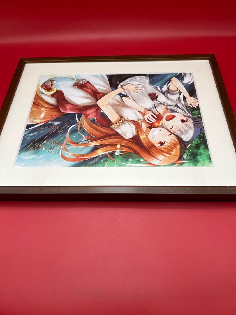 『狼と香辛料』＆『狼と羊皮紙』 著者＆イラストレーター箔押しサイン入り 複製原画