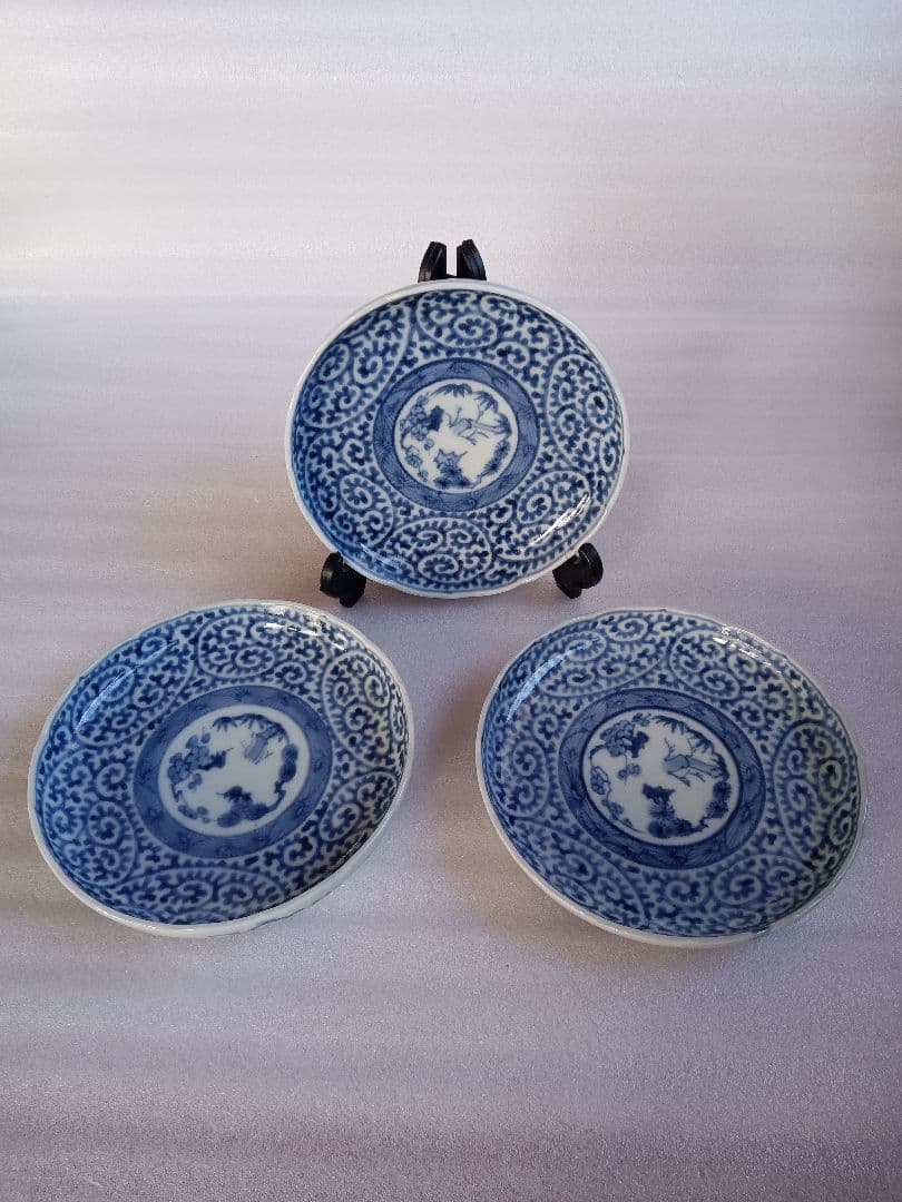 古伊万里　蛸唐草文様　三枚