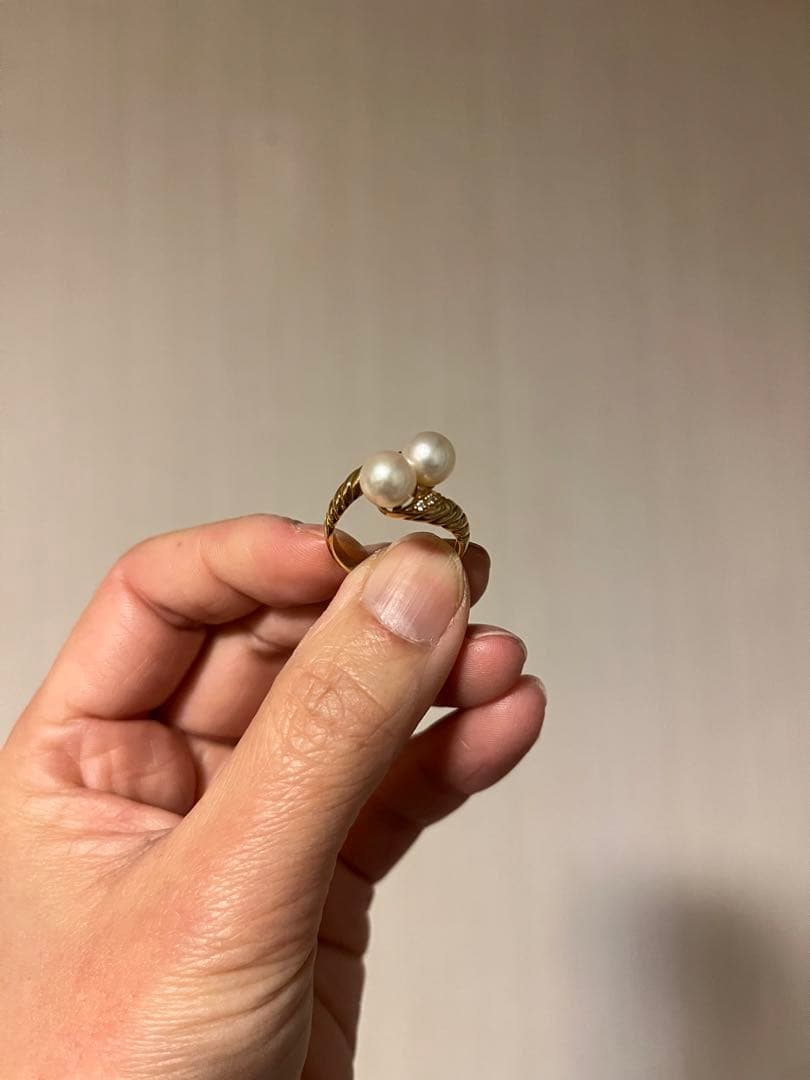 パール　ダイヤ　ゴールドリング