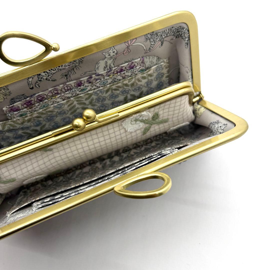 ミナペルホネンハンドメイドパッチワークリボン口金親子がま口長財布