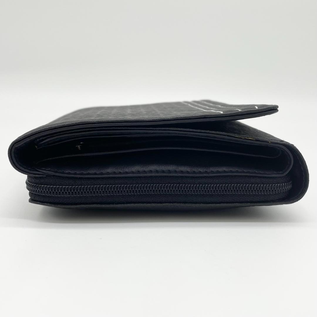 ロエベ 折り財布 リピートアナグラム ブラック ナイロン レザー シルバー金具