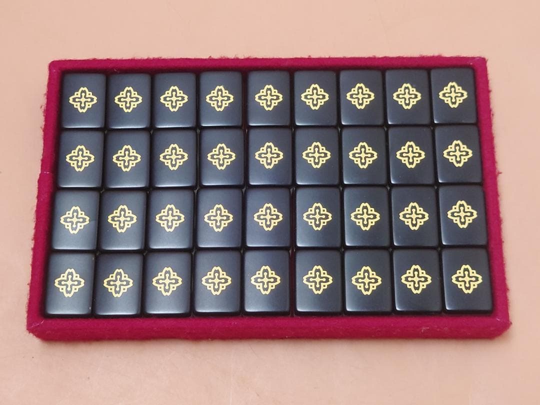 ミズノ丸一 法悦？ 高級麻雀牌 家紋牌 背黒 現状品