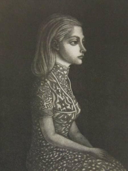 長谷川 潔、巨匠、横顔/マニエルノワール・レゾネ、新品額装