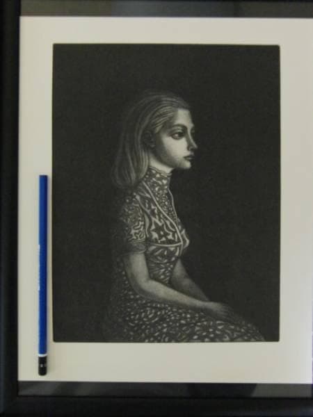 長谷川 潔、巨匠、横顔/マニエルノワール・レゾネ、新品額装