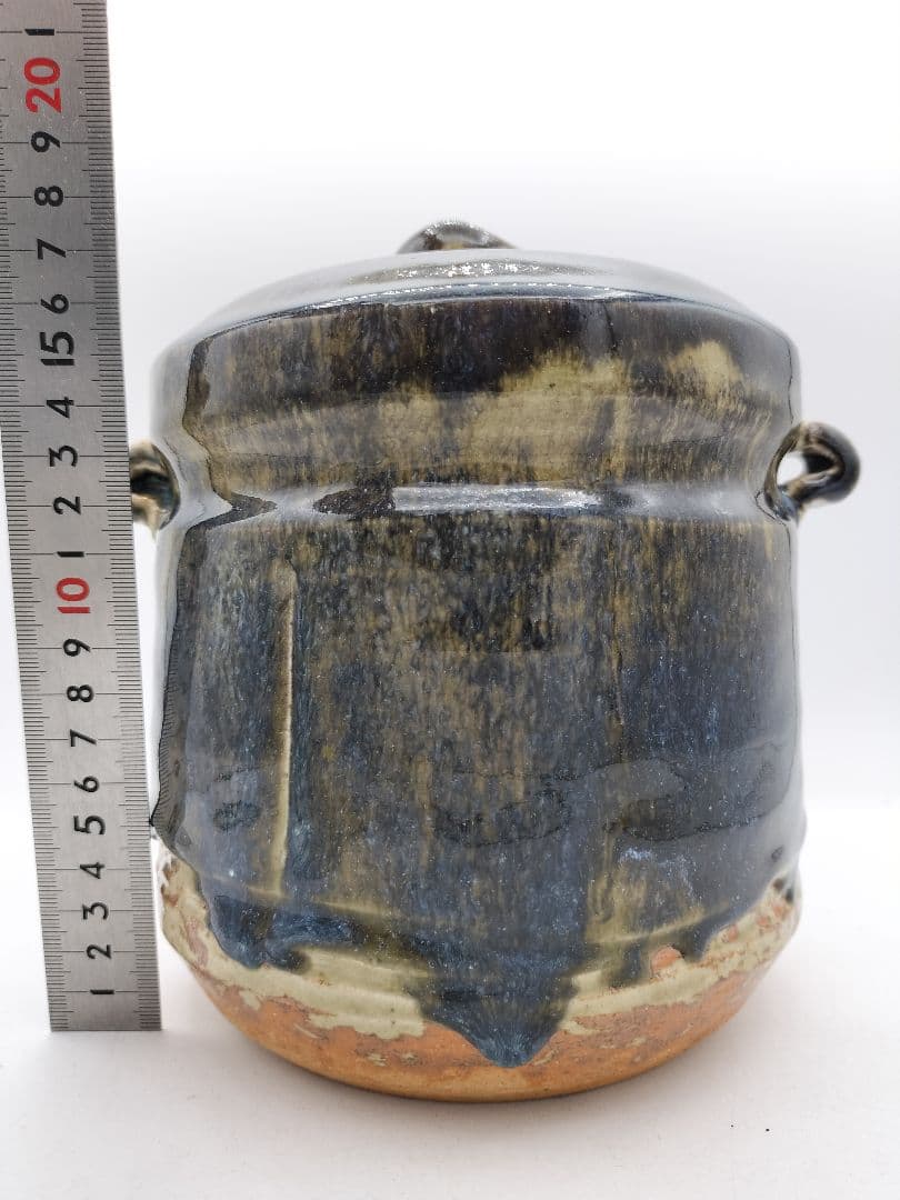 c765 水指 神懸焼 耳付 小豆島 室井香悦 木箱 茶道具 古物