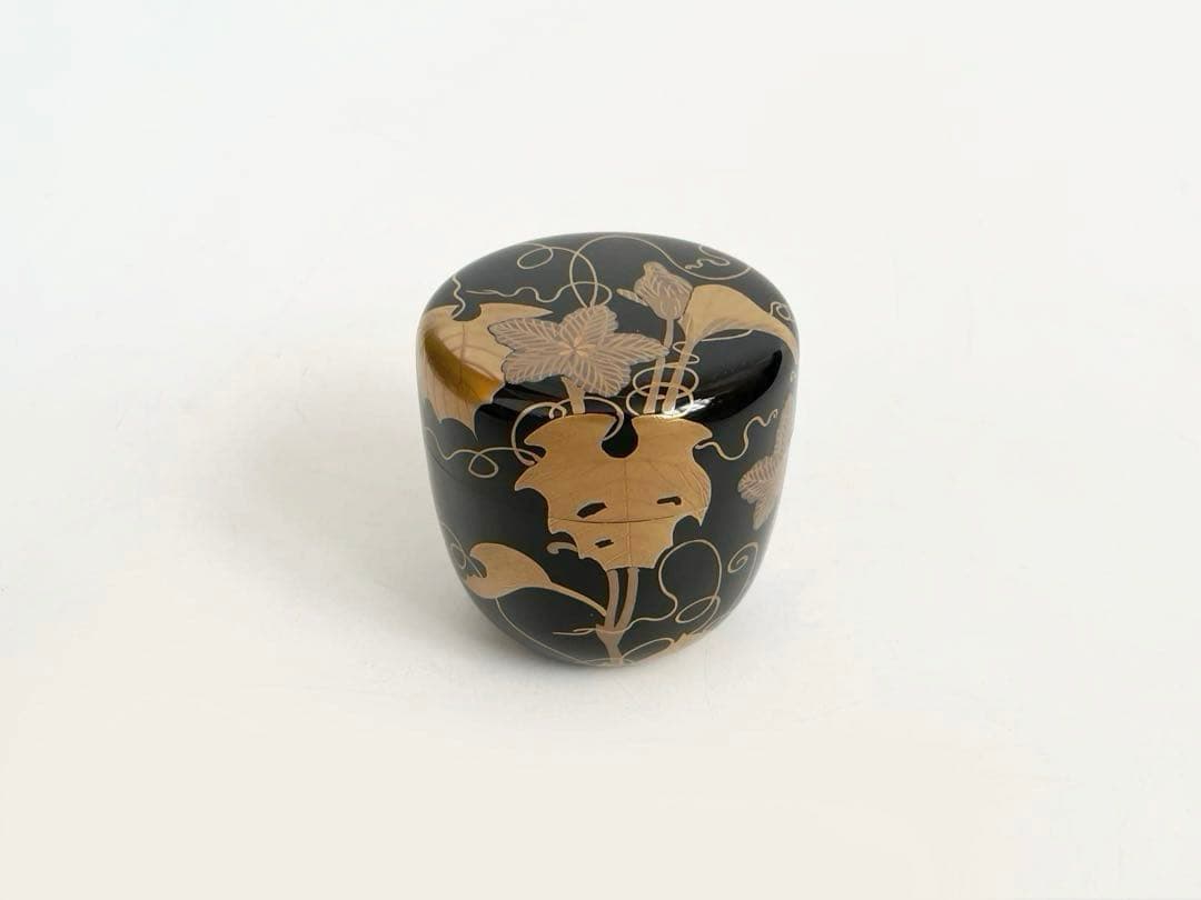 漆芸家　塗師　中谷博峰　夕顔蒔絵　利休棗　棗　茶入　共箱　茶道具