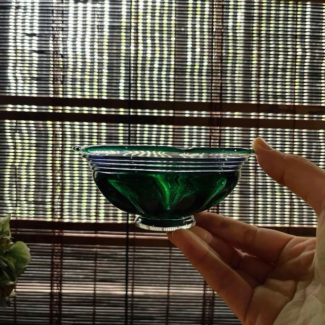 骨董　現代アート　北洋硝子　秋村実　作品　紫千巻　輪花碗　氷コップ　１客