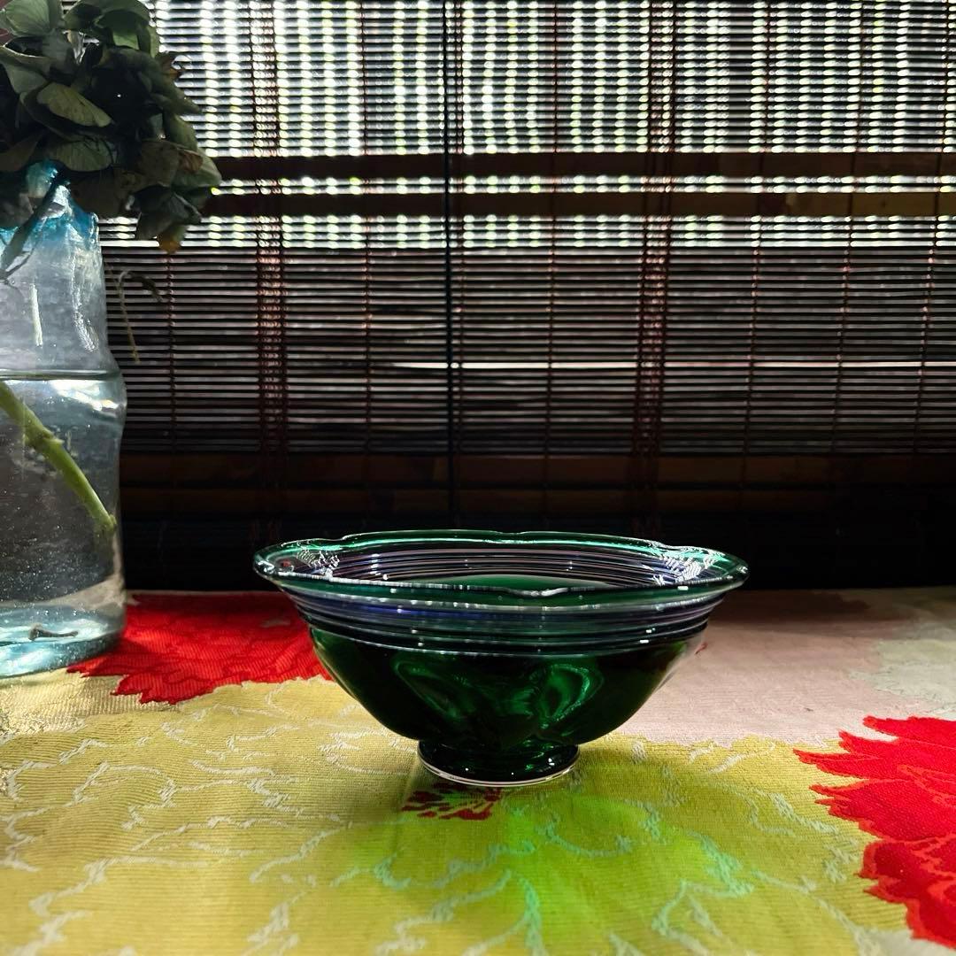 骨董　現代アート　北洋硝子　秋村実　作品　紫千巻　輪花碗　氷コップ　１客