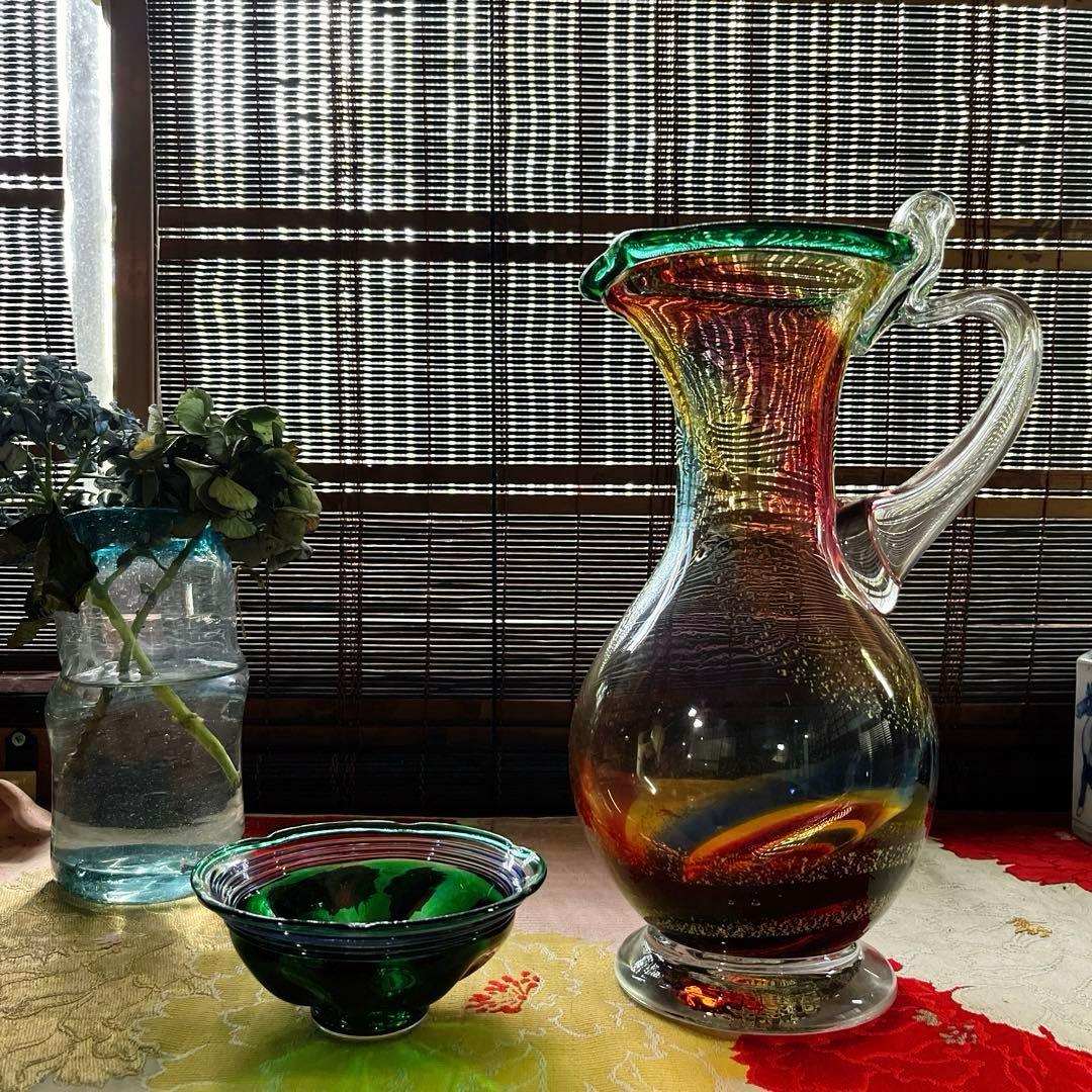 骨董　現代アート　北洋硝子　秋村実　作品　紫千巻　輪花碗　氷コップ　１客